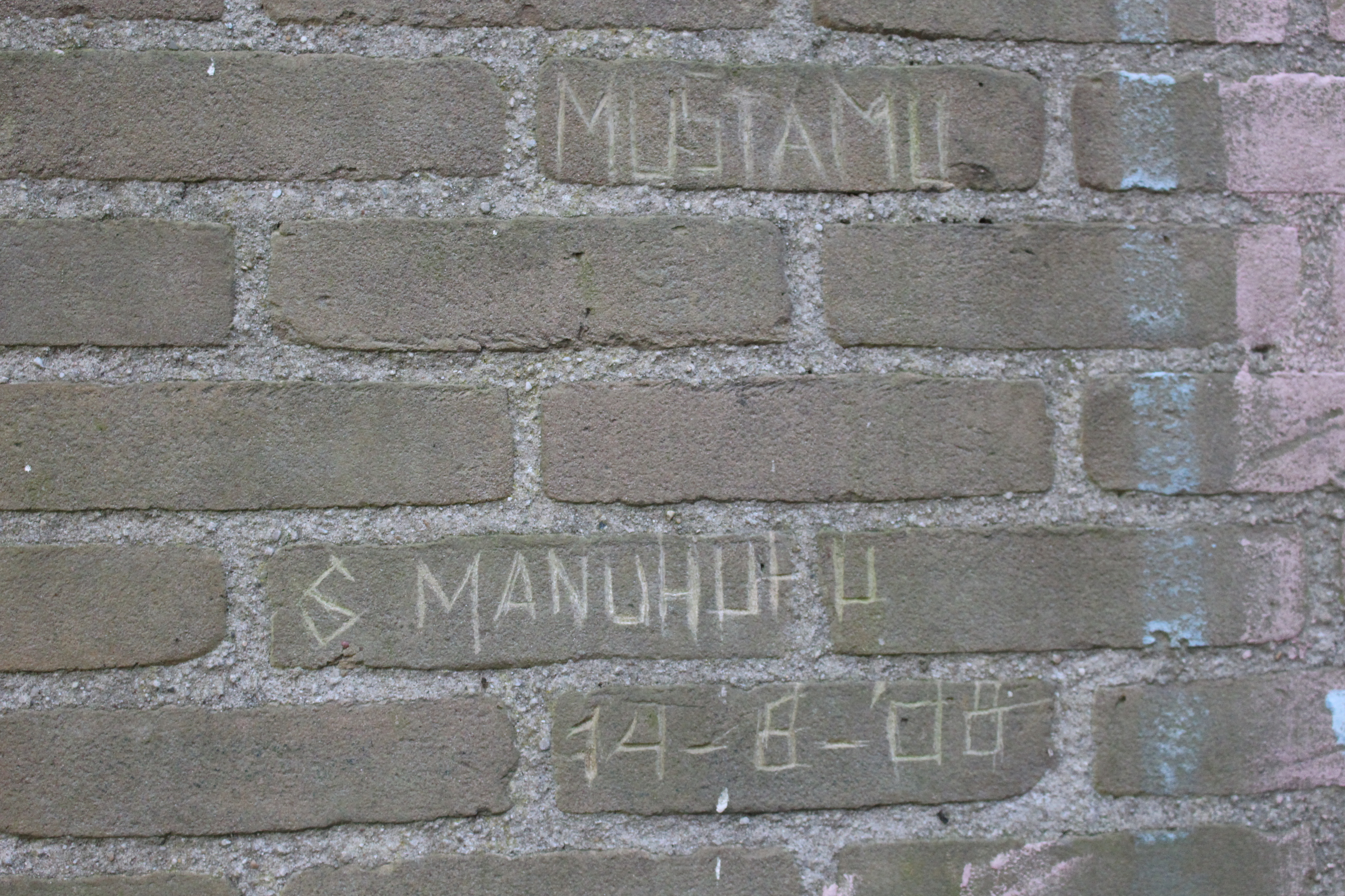 Namen op het electriciteitshuisje bij kamp Almere. Foto: marjolijn kok.