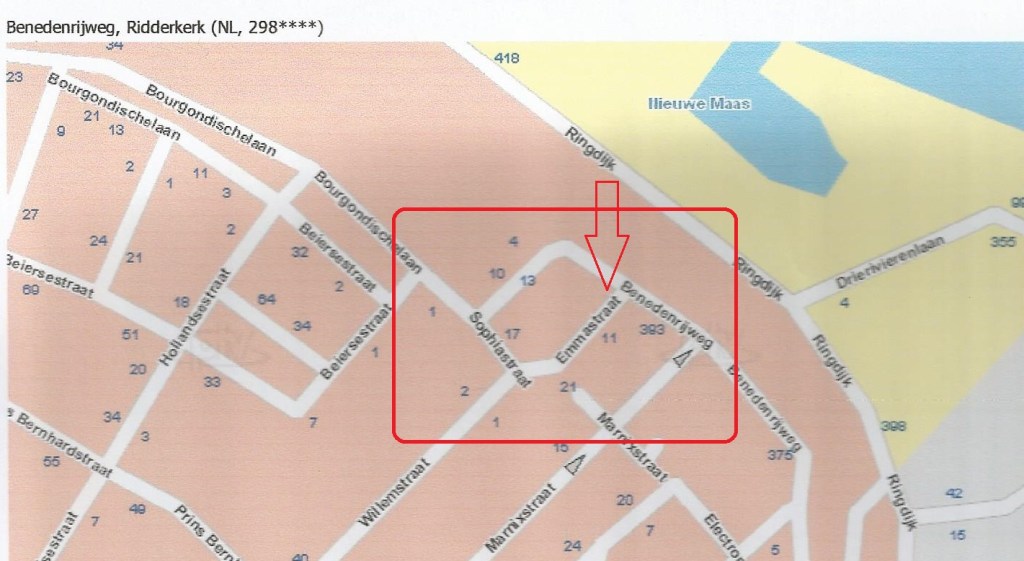 Kaart zoals gestuurd door Herman Schonewille.