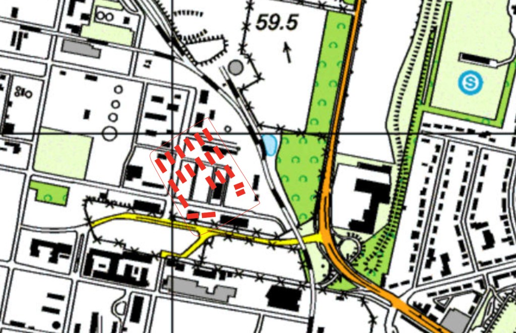 De locatie van het woonoord op de huidige kaart  (samengestelde kaart: marjolijn kok).