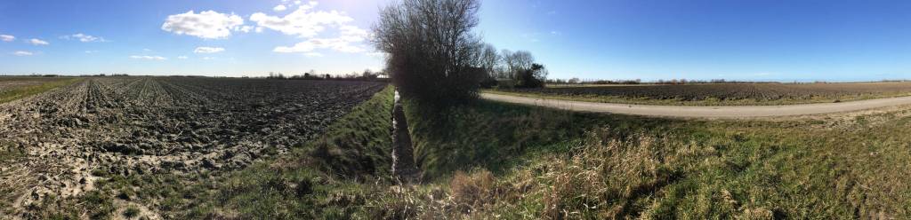 Panoramafoto van Brijdorpe nu, een groot landbouw gebied. De onderstaande foto is hier aan de rechtkant. Foto: marjolijn kok.